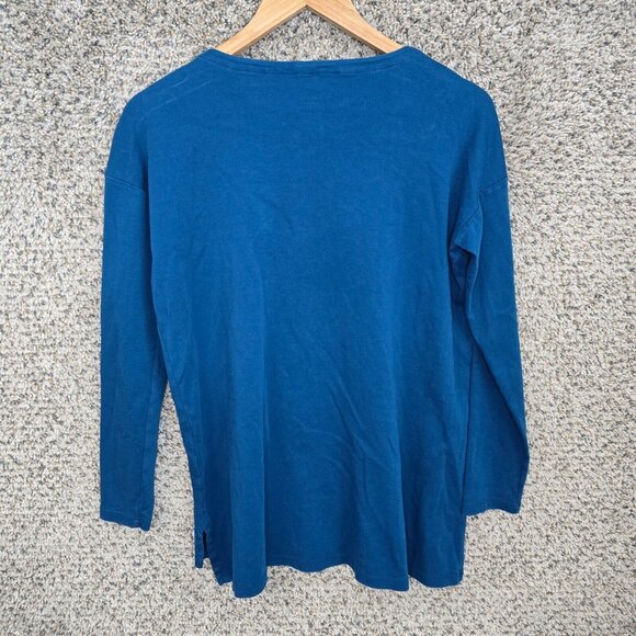 J Jill Top Womens XS Blue Oversized Simply Supima Crew Neck Tunic Drop Shoulder - Picture 7 of 7
